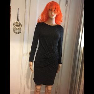 Marled Knit Dress with Rouched Twist Derail